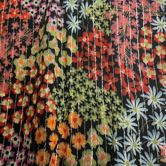 Saylor Talley Dark Floral Metallic Mini Dress Black Red Sz XL Boho Whimsigoth - Picture 4 of 8